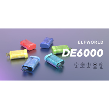 Популярный Elfworld DE 6000 одноразовый вейп-электронная сигарета