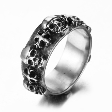 High-end jewelry retro pattern skull cross rings