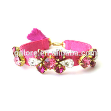 high quality wholesale fashion pink ribbon crystal bracelet