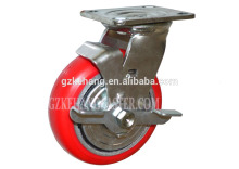 Heavy duty polyurethane 5 Inch Swivel Silent PU Caster with Dual Brake
