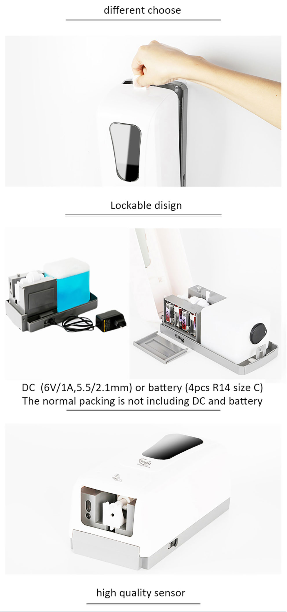 Automatic standing soap dispenser for hotel bathroom guestroom public place liquid foam and spray soap dispenser