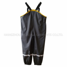 Black Solid PU Suspender Rain Pants