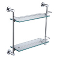 Wall Mounted Double Glass Shelf For Bathroom Chrome