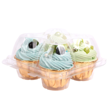 4 Compartment PET Disposable Cupcake Containers with Lids and Holders (50 Sets)