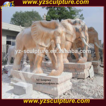 Hand carving life size sunset red marble elephant statue