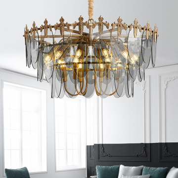 Lustre moderne LEDER en verre gris