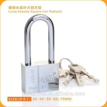 Yalian Best Price Long Shackle Chrome Plated Square Iron Padlock