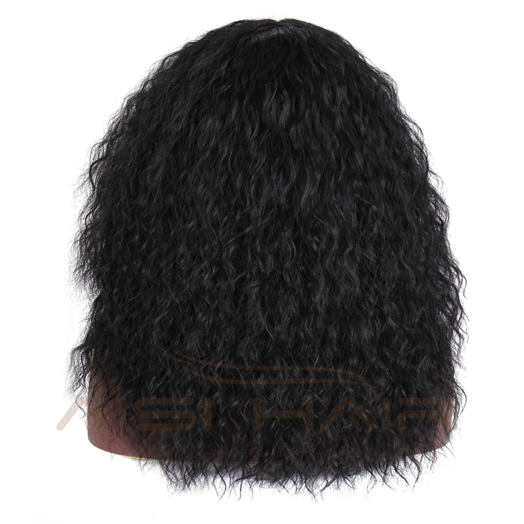 Aisi Hair Wholesale Hot Selling Shoulder Length Fluffy Curly Fiber Pre Plucked Synthetic Hair For Black Women Lace Front Wig