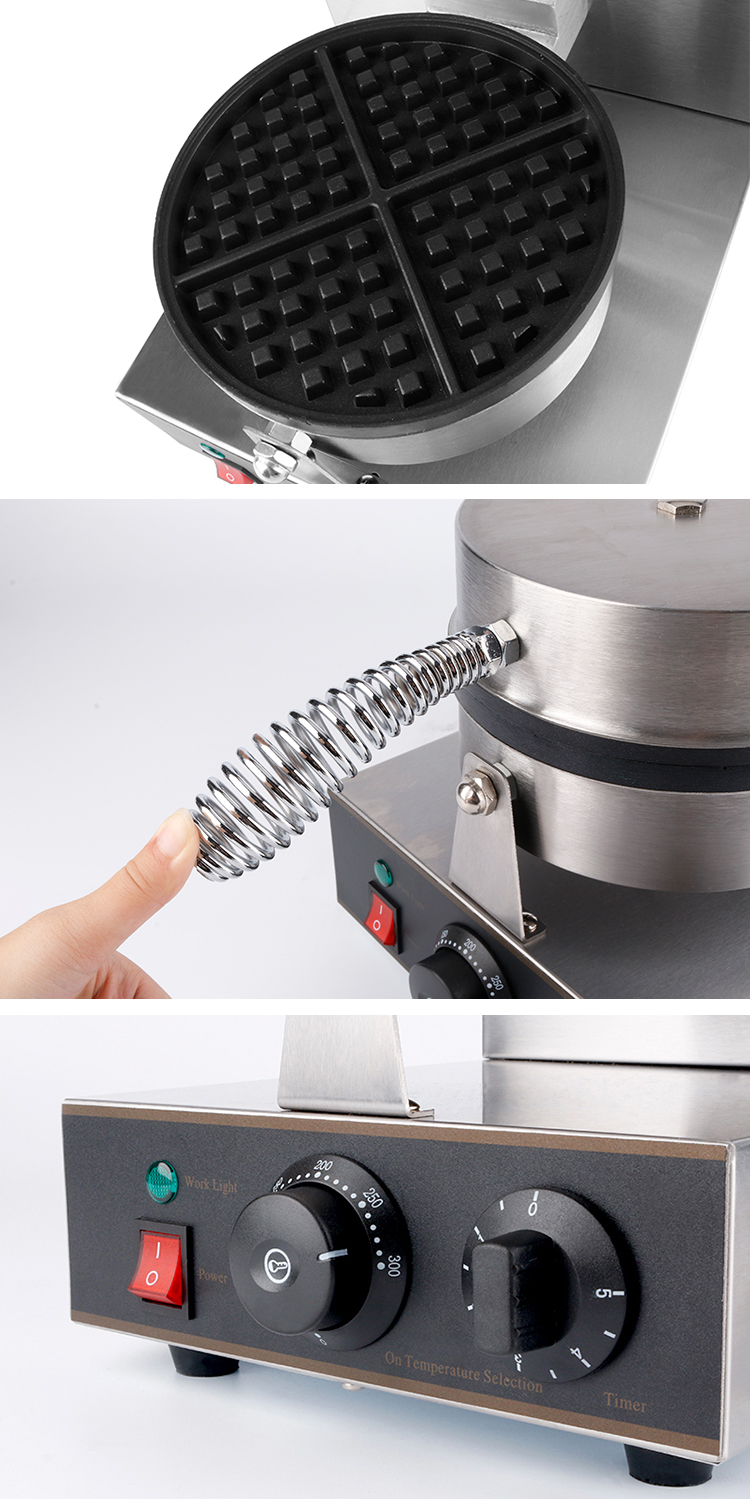 Hot Selling Commercial Kitchen Equipment Round Shape Electric Single Waffle Machine Waffle Maker