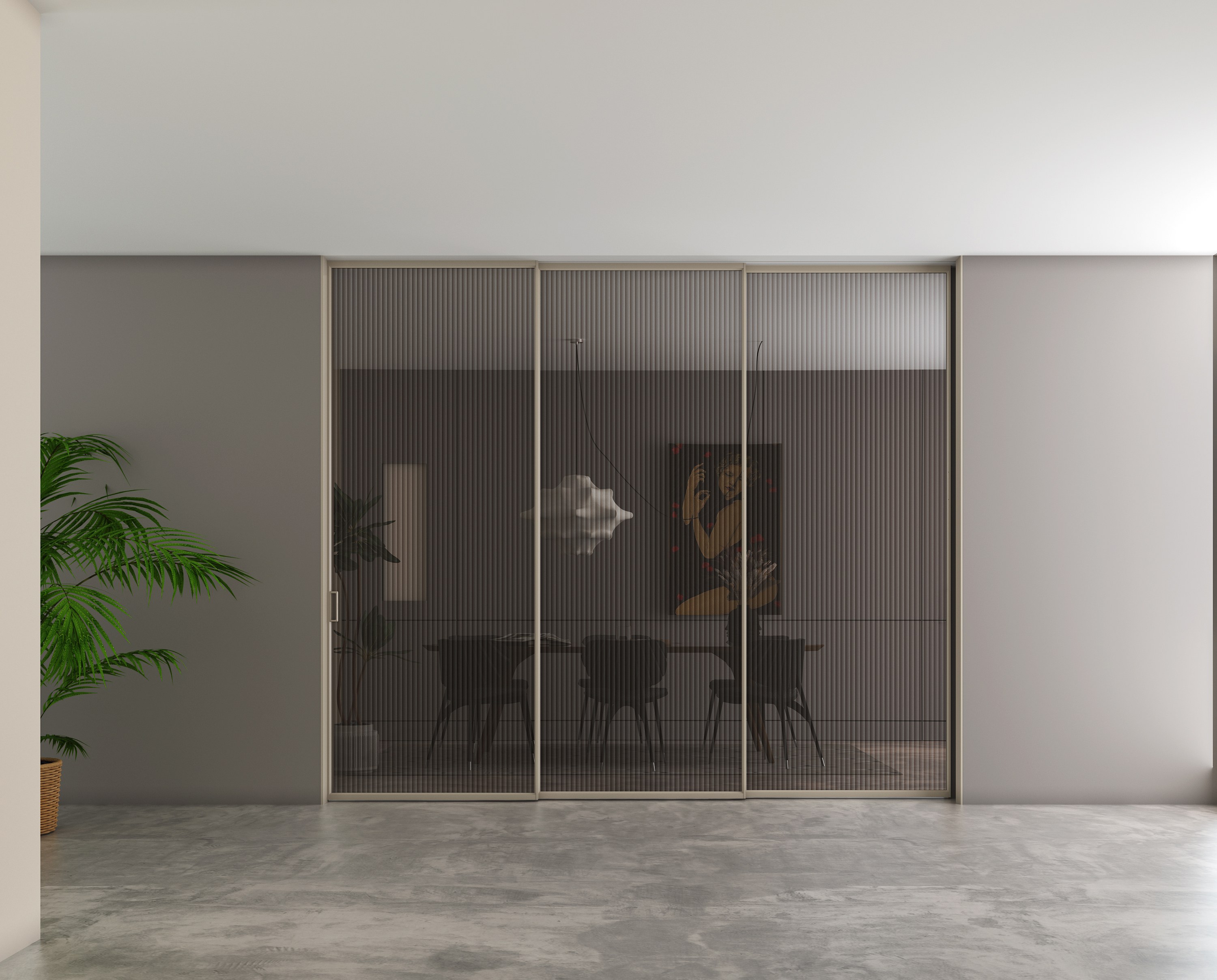 ver porta deslizante de bolso fechada em quarto moderno