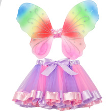 Girls Fairy Tutu Butterfly Rainbow Wings Cosplay Set
