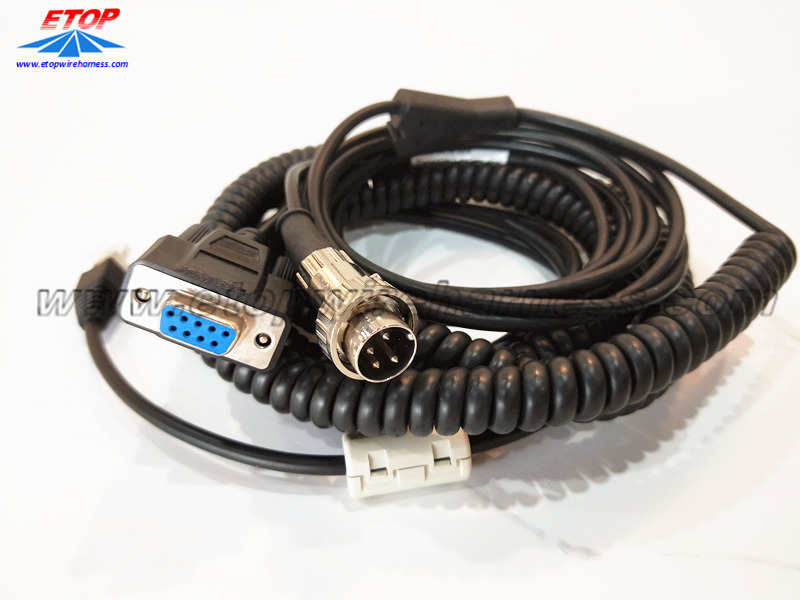 Coiled RJ45 כבל למחבר DB9 ו 4pin