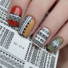 Tribal Geo Pattern Nail Water Decals Nail Stickers Accessories