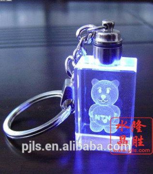 3d laser crystal keychain with light crystal keychain for promotion