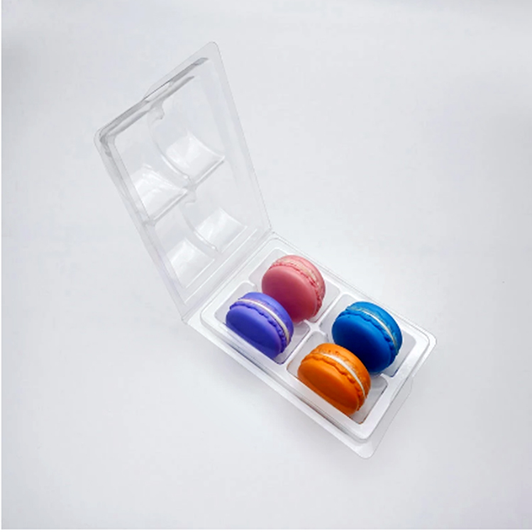 Embalagem de 4 cavidades em blister de plástico transparente Macaron Clamshell