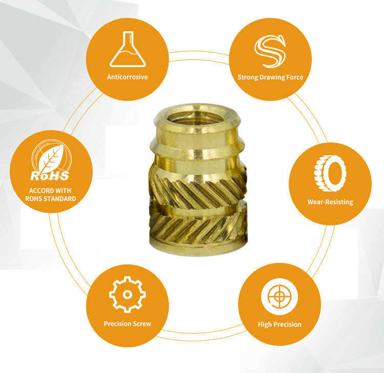 M6 hot compressed knurled  brass insert nut