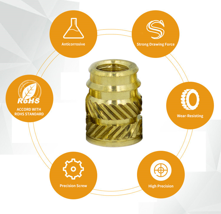 Tuerca de inserción de latón moleteado comprimido m2.5