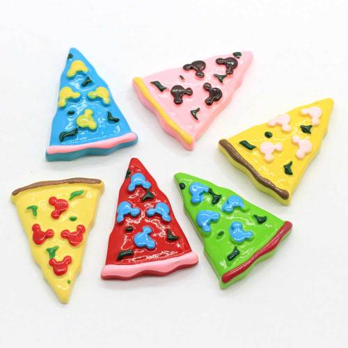 100 stks handgeschilderde hars miniatuur poppenhuis pizza plat mini patroon applique diy bruiloft plakboek haar boog ambacht