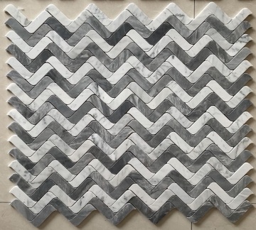 Grey and White Stone Mosaic Wall Cladding