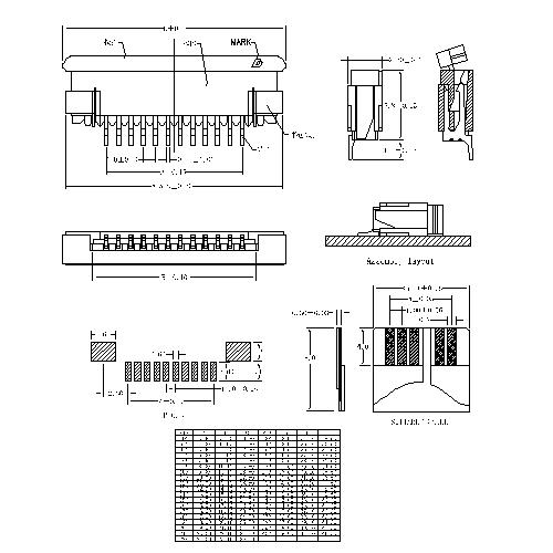 1.0mm FPC, ZIF Right angle SMT ,Bottom contact FPC1.0-XXRMBXX1