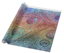 Luxury High quality Glitter Peacock Feathers Rainbow Wrapping Paper