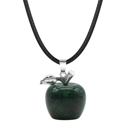 Handmade Craved 20MM Fancy Jasper Apple Pendant Necklace