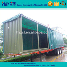 Green PVC Coated Side Curtain / Truck Side Curtain Fabric