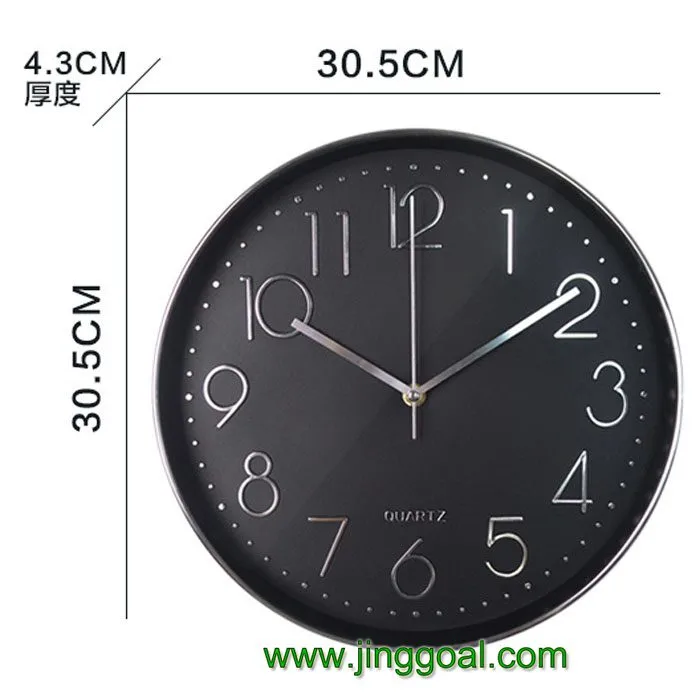 12 Inch Round PVC Mute Battery Decorative Wall Clock