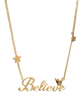 Long Gold Necklace Believe Pendant Necklace