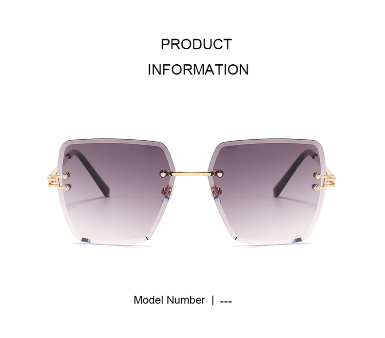 Square Shape Oversize Frameless Metal Sunglasses