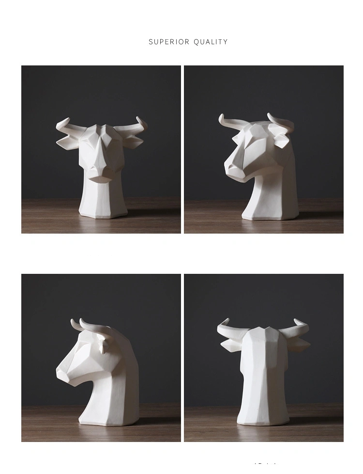 White Ceramic Animal Head Animal Decoration Creative Crafts Home Decoration