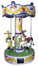 Revolving Little 3 Horse Carousel Kiddie Ride With Musical For Supermarket Hr-qf014