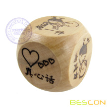 Good quality custom 35MM wooden dice with burned pattern, wood dice