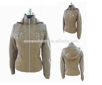 Hot zip pocket balaclava khaki women's jacket