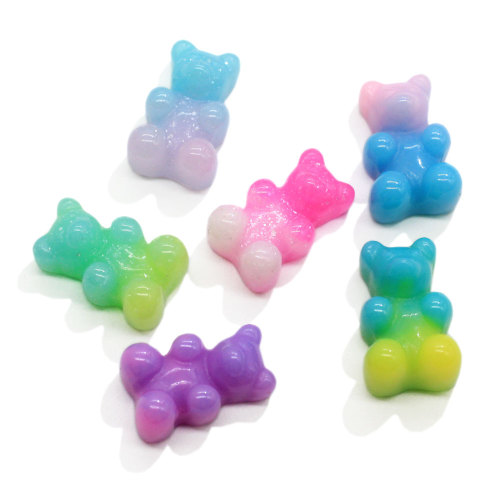 Venta caliente Gummy Bear Resina Cabochon Gradient Rampa Color Flatback Animal Charms para llavero Drop Earring Making