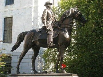 famous bronze man riding horse statue