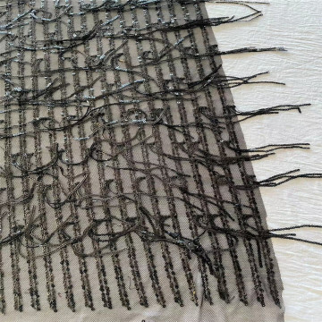 3MM 3D Tassels Sequins Spangle Embroidery บนผ้าตาข่าย