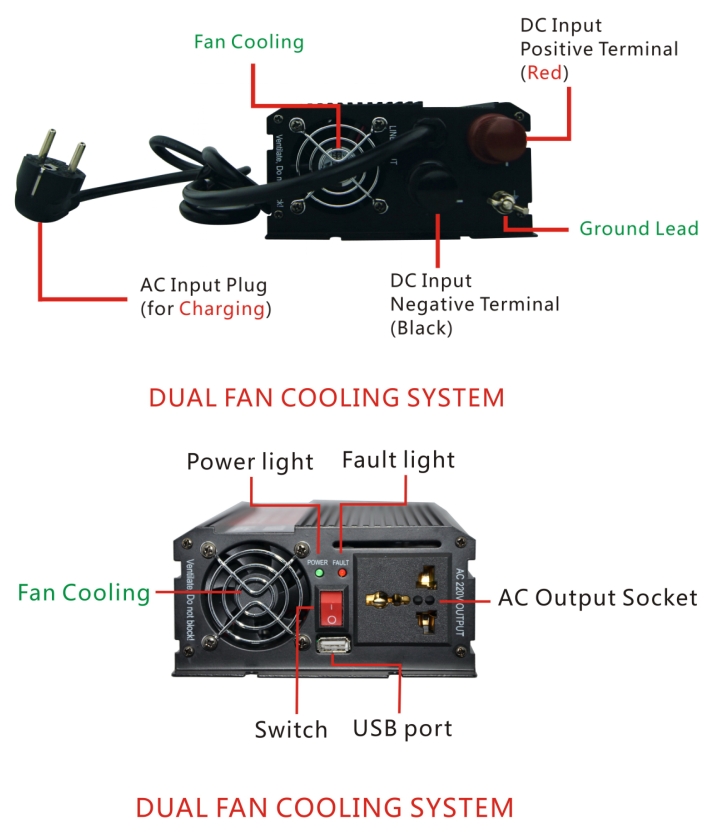 UPS 500W Modified Sine Wave Power Inverter with Charger (QW-C500MC)