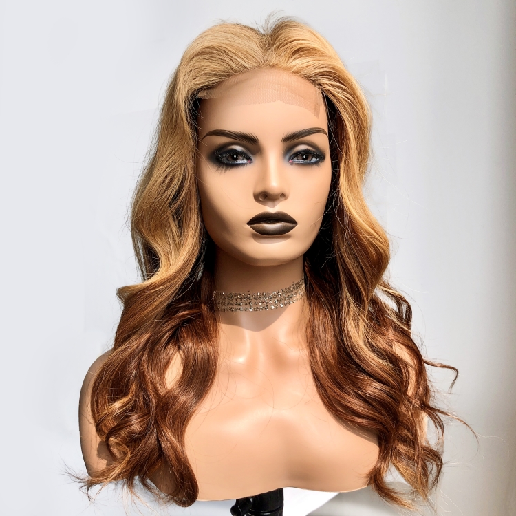 human hair wig lace front glueless wigs transparent 4*4 closure highlight ombre color lace wig vendors