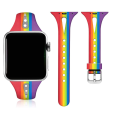 Пользовательские радуги Slim узкие силиконовые яблочные часы часов