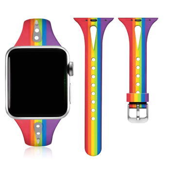 Custom Rainbow Slim Silicone Apple Watch Band