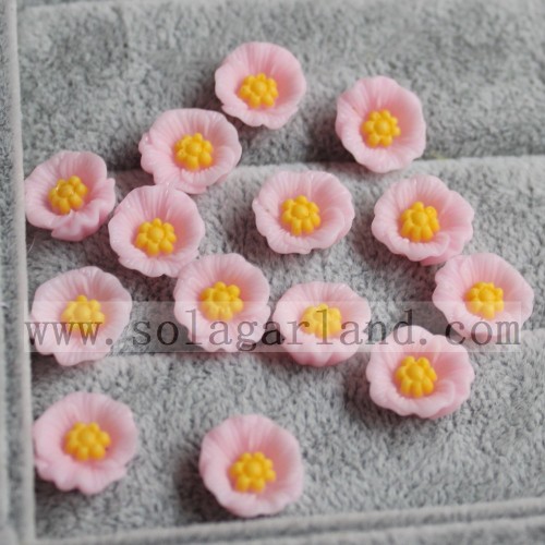 13MM Resin Poppy Flower Flat Back Flower Beads No Hole