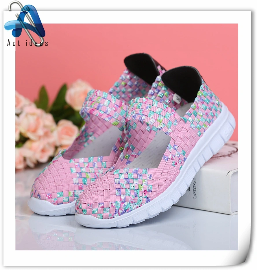 Wholesale Jinjiang Design High Quality Women Handmade Woven Shoes