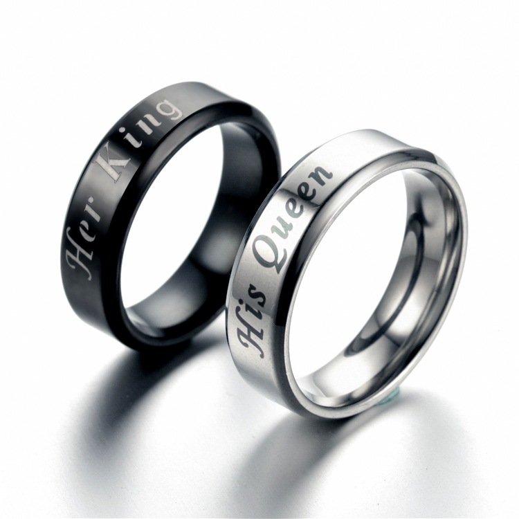 cheap price Her King his Queen stainless steel rings,couple rings for valentine's day birthday gift wholesale