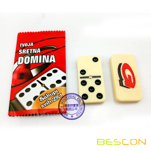 Custom domino with individual colored printed bag packing