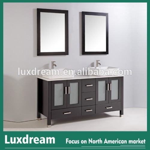 modern double mirror bathroom vanity with ceramic sink for USA