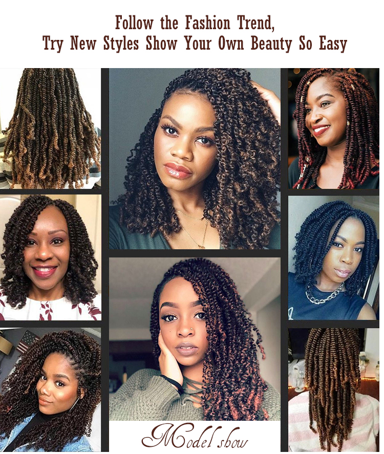 RTS Burgundy Wholesale Afro Pre Twisted 8 Inch Synthetic Long Extension Crochet Ombre Braid Nubian Spring Twist Hair