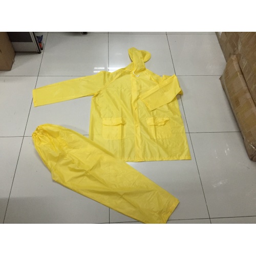 Yellow Men Hooded Long Waterproof PVC Rainsuit