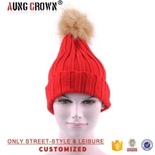 New custom acrylic fur pom beanies