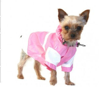 Durable Pekingese , Minature Schnauzer Dog Raincoat Pu Material M Size Clothes